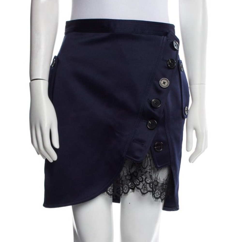 Self-Portrait Midnight Blue Buttoned Mini Skirt